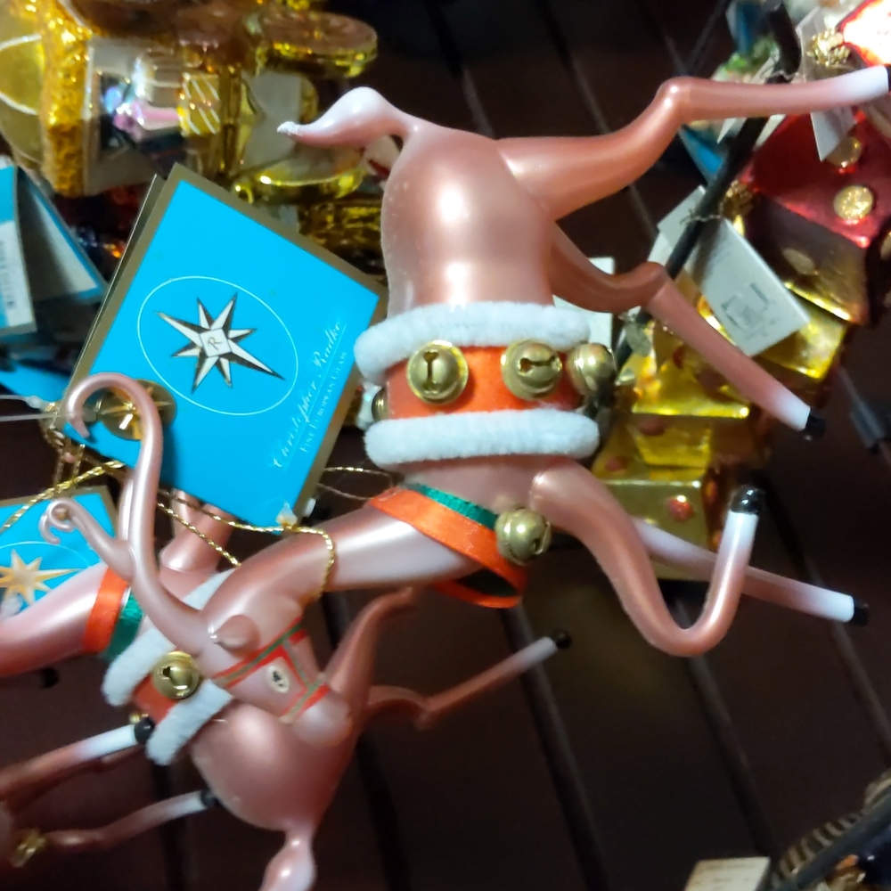NWT Christopher Radko Reindeer Christmas Ornament Fine Glass